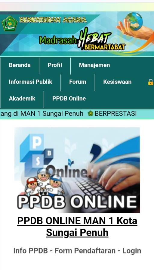 JUMLAH PENDAFTARAN SISWA BARU MAN 1 SUNGAI PENUH