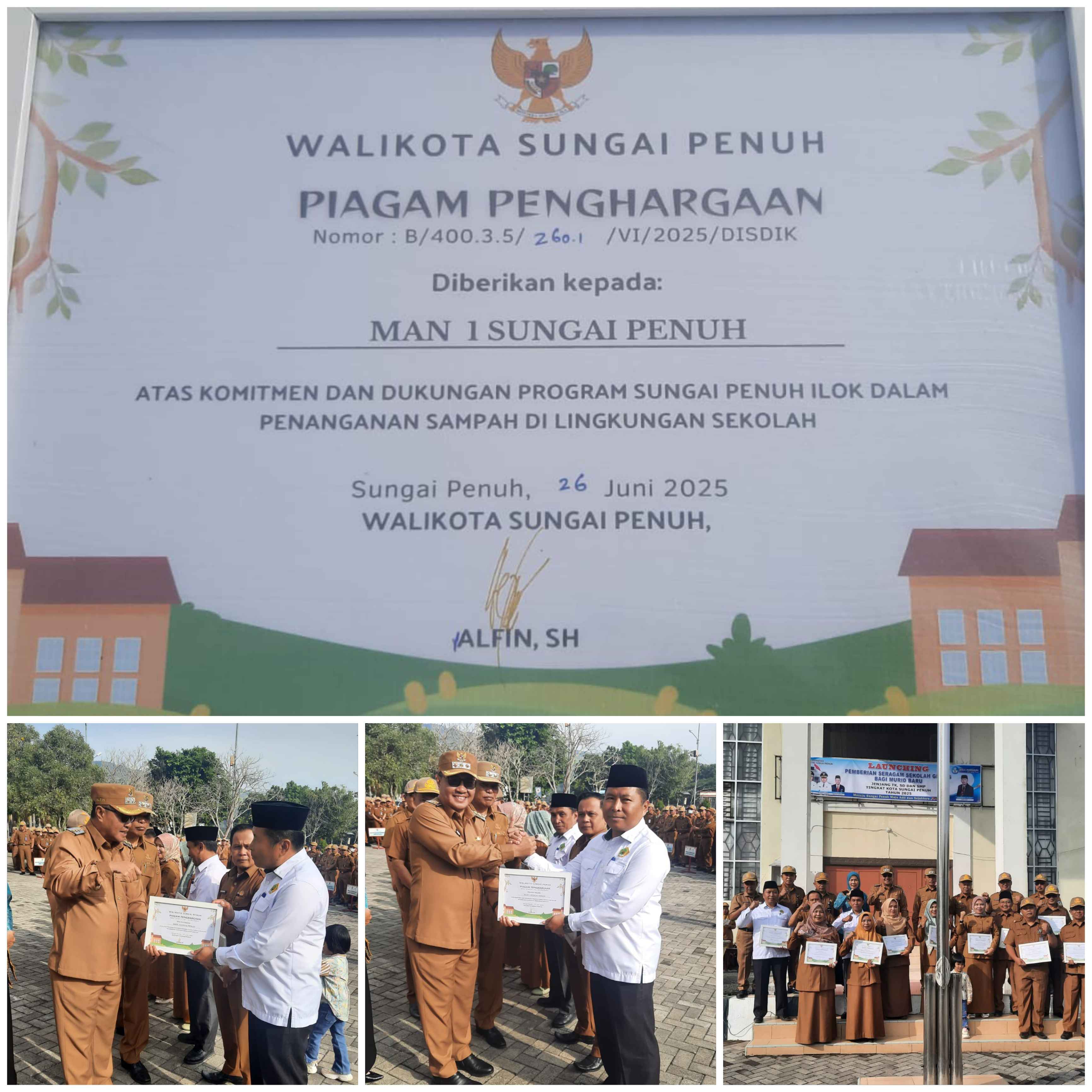 MAN 1 Sungai Penuh Raih Penghargaan dari Wali Kota atas Komitmen dalam Program Penanganan Sampah